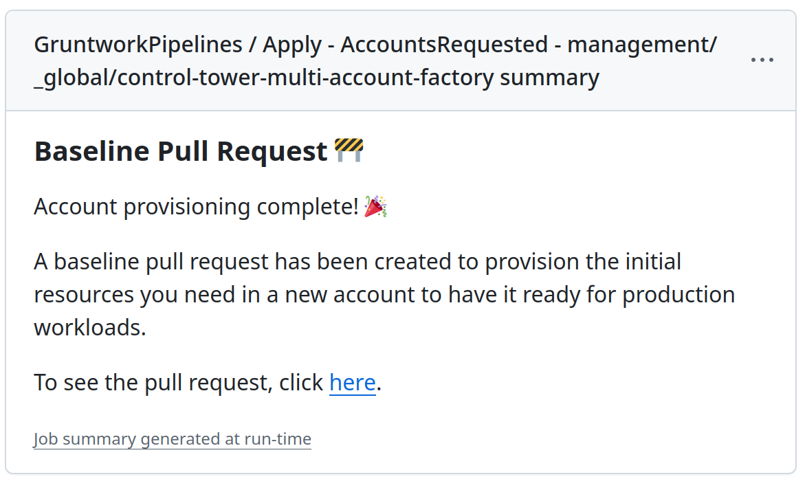 Screenshot of Apply Account Requested Workflow Summary