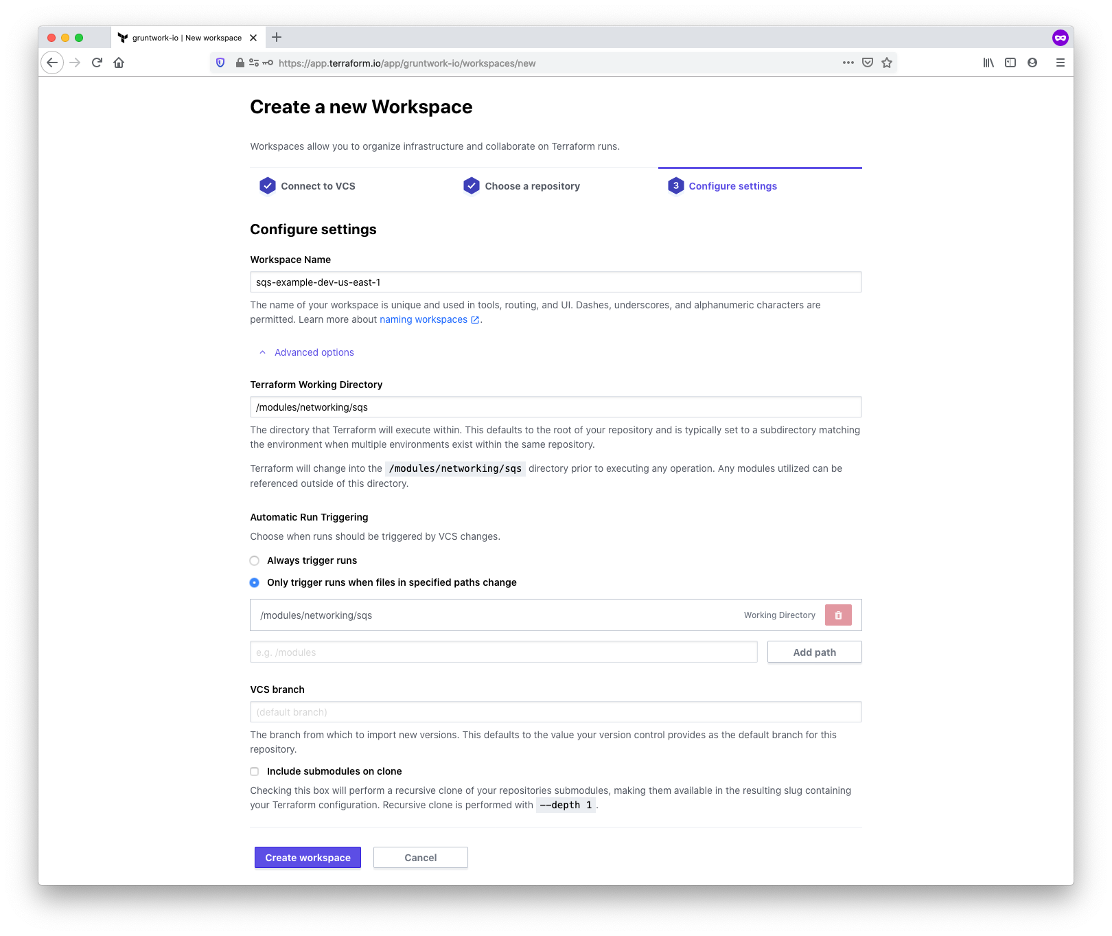 Configure workspace settings