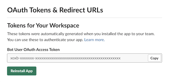 Slack OAuth Access Token